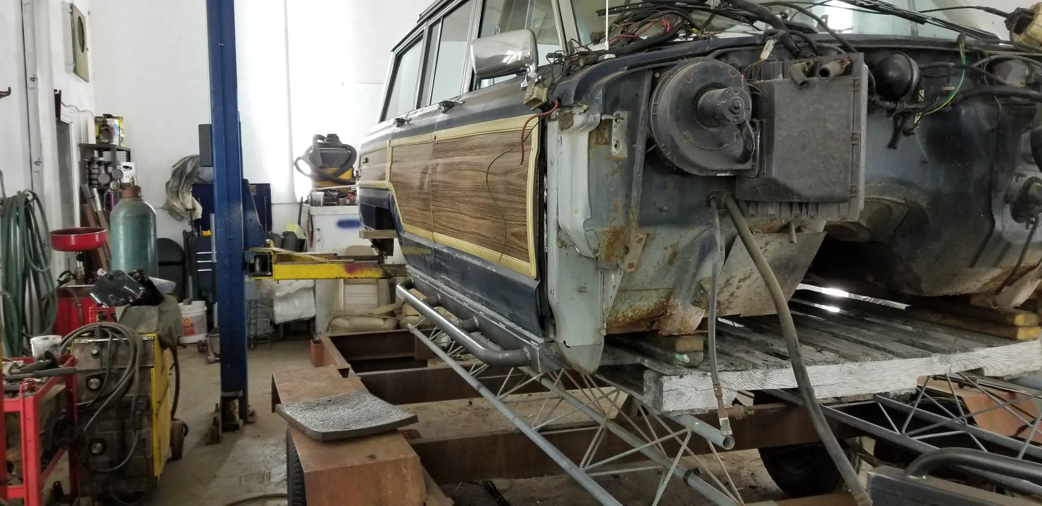 Car in the shop for air conditioning service